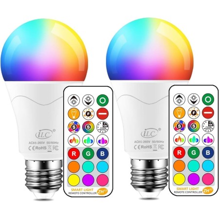 iLC Bombillas Colores RGBW 85W Equivalente LED Bombilla Regulable Cambio de Color Edison 12W E27 - RGB Control remoto Incluido