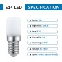 SCNNC Bombilla E14 LED Frigo T18 3W AC230V, 300LM Blanco Frío 6000K, No Regulable, Equivalente 30W Incandescente, Bombilla LED
