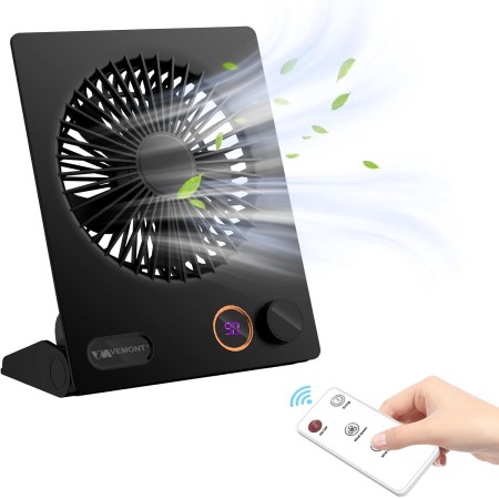 VEMONT Ventilador de sobremesa, Ventilador de mesa USB,Ventilador con batería recargable de 5000mAh,Ventilador portátil con