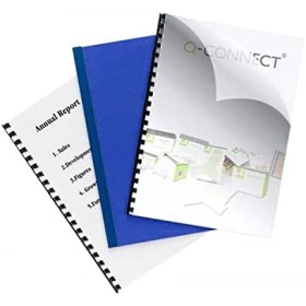 Tapa de encuadernacion q-connect pvc din a4 opaca azul 180 micras caja de 100 unidades