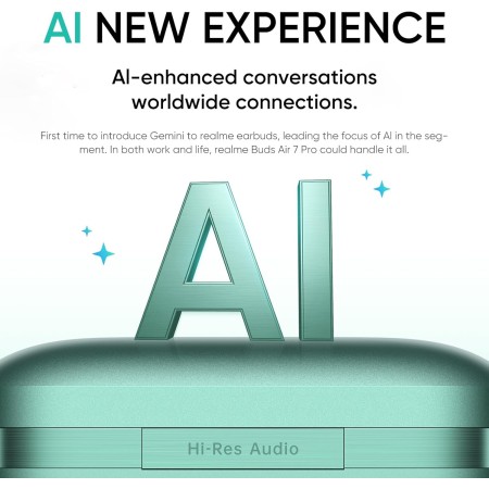 realme Buds Air 7 Pro Auriculares Inalámbricos,6 Micrófonos con reducción de Ruido a 53dB,Tiempo de reproducción de 48 Horas
