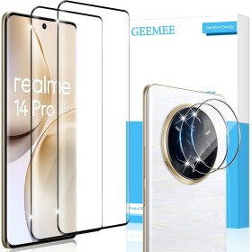 GEEMEE 2+2 Piezas Protector de Pantalla para Realme 14 Pro 5G y Protector de Lente de Cámara, 9H Dureza HD Cristal Templado