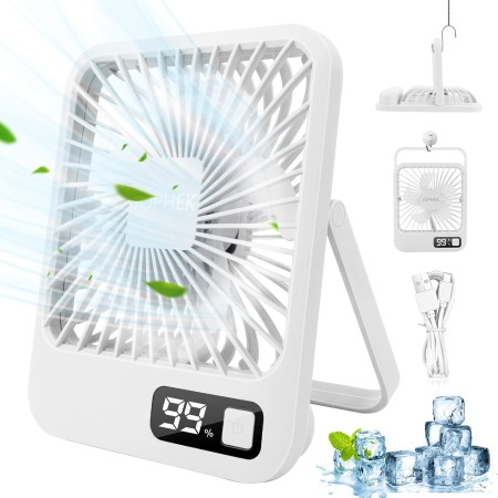 JOPHEK Ventilador USB, 3000mAh Ventilador Portatil Ventilador de Mesa - 5 Velocidades Mini Ventilador Silencioso Para Oficina,