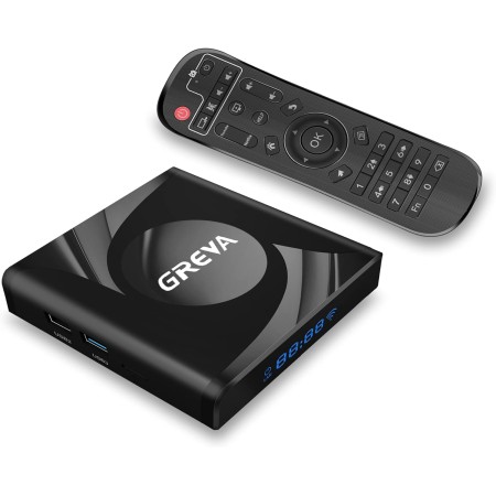 GREVA Android 13.0 TV Box 4GB RAM 64GB ROM, Reproductor Multimedia Inteligente 8K Ultra HD, RK3528 10/100M LAN Ethernet