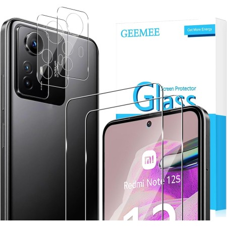 GEEMEE 2+2 Piezas Protector de Pantalla para Realme 14 Pro 5G y Protector de Lente de Cámara, 9H Dureza HD Cristal Templado