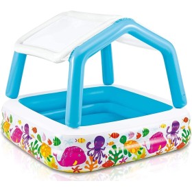 Intex Piscina Hinchable Infantil, 157x157x122 cm, 295 litros, con toldo Desmontable, Diseño acuático, Tapón de desagüe, Uso