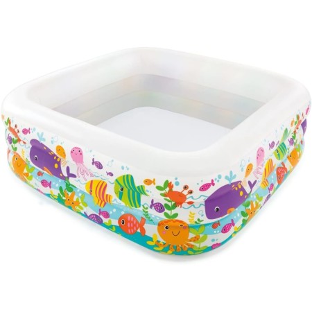 Intex Piscina Hinchable Infantil, 157x157x122 cm, 295 litros, con toldo Desmontable, Diseño acuático, Tapón de desagüe, Uso