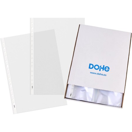 Dohe - Fundas de Plástico Transparentes (200 uds.) - Tamaño Folio 23,5x33 cm, Multitaladro 16 Perforaciones, Polipropileno, Piel
