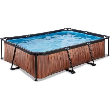 EXIT Toys Piscina de Madera, 300 x 200 x 65 cm, Rectangular, compacta con Bomba de Filtro de Cartuchos, fácil Acceso, Adecuada