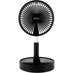 Jocca - Ventilador de Pie Plegable Portátil|Batería Recargable con USB| Altura Oscilante/ 3 Velocidades + Modo Silencioso|