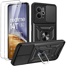 MEMELOKA Funda para Realme 14T 5G/Realme 14 5G/Realme P3 5G + Cristal Templado, Armor Carcasa Militar Antiarañazos con 360°