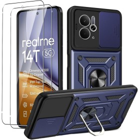 MEMELOKA Funda para Realme 14T 5G/Realme 14 5G/Realme P3 5G + Cristal Templado, Armor Carcasa Militar Antiarañazos con 360°