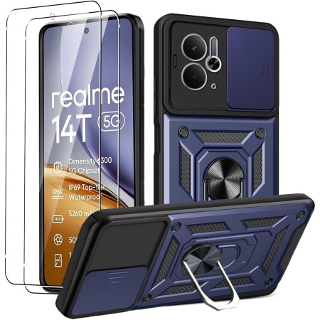 MEMELOKA Funda para Realme 14T 5G/Realme 14 5G/Realme P3 5G + Cristal Templado, Armor Carcasa Militar Antiarañazos con 360°
