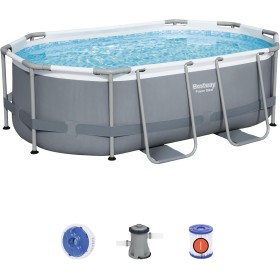 BESTWAY 5614A - Piscina Desmontable Tubular Power Steel Oval 305x200x84 cm con Depuradora Cartucho 1.249 L/H