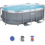 BESTWAY 5614A - Piscina Desmontable Tubular Power Steel Oval 305x200x84 cm con Depuradora Cartucho 1.249 L/H