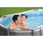 BESTWAY 5614A - Piscina Desmontable Tubular Power Steel Oval 305x200x84 cm con Depuradora Cartucho 1.249 L/H