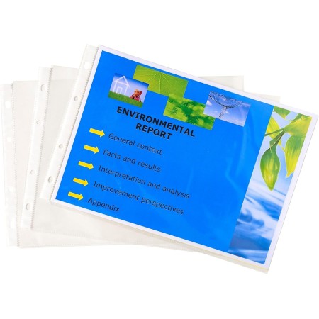 Exacompta 5734E Paquete de 20 Fundas de Plástico PP Estándar para DIN A4, Horizontal, Transparente, Superior