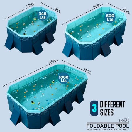 INDUSTEX - Piscina Plegable Foldable Pool, Piscina para niños y Adultos, Piscina para Perros portátil, Piscina Desmontable,