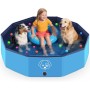 Lozzzyo Piscina Perros Grandes y Pequeños de PVC Antideslizante, Plegable y Portátil Piscina para Perros, Fácil de Limpiar Perro