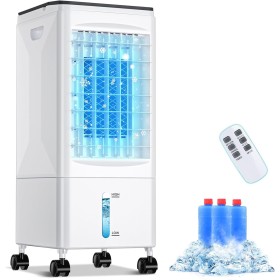 Aire Acondicionado Portátil, Enfriador de Aire Grande 4 en 1, 5.5L Tanque, Climatizador Evaporativo 60W, Temporizadores de 1-7