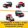 LEGO Creator 3 en 1 Camión Plataforma con Helicóptero Convertible en Vehículos de Juguete: Avión de Hélices, Bólido y Coche SUV,