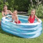 Intex Piscina Hinchable Infantil, 3 Anillos Azul Transparente, 163x107x46 cm, 230 litros, Vinilo Resistente, tapón de desagüe,