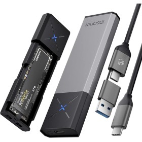 iDSOniX Carcasa SSD M.2 NVMe SATA Adaptador[Sin Herramientas][Aluminio], Caja SSD USB 3.2 Gen2 con UASP&Trim, 10 Gbps NVMe PCIe