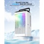 Aire acondicionado portátil, ventilador de 1500 ml, 4 velocidades, iluminación LED de 7 colores, 2 funciones de pulverización y