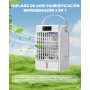 Aire Acondicionado Portatil,enfriador de aire con tanque de agua de 1700ml,4 vientos,2 Funciones de pulverización,7 LED de
