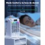 Aire Acondicionado Portatil,enfriador de aire con tanque de agua de 1700ml,4 vientos,2 Funciones de pulverización,7 LED de