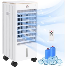 HOMCOM Enfriador de Aire Portátil 3 en 1 Climatizador Evaporativo Oscilante con Pantalla LED 3 Velocidades Temporizador 7,5h