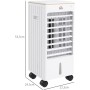 HOMCOM Enfriador de Aire Portátil 3 en 1 Climatizador Evaporativo Oscilante con Pantalla LED 3 Velocidades Temporizador 7,5h