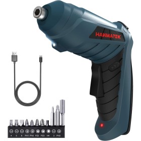 Atornillador Eléctrico 3N.m, HANMATEK Destornillador Eléctrico, 11 Accesorios, El mango se puede girar (90 ° -180 °), Luz LED,