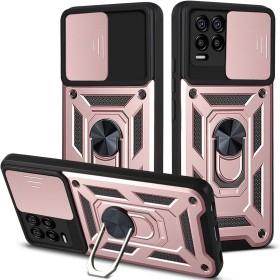 HAOYE Funda para Realme 8 Pro | Realme 8 4G, Shockproof Carcasa con Giratorio Anillo Kickstand y Cubierta Deslizante de la