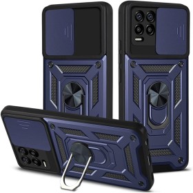 HAOYE Funda para Realme 8 Pro | Realme 8 4G, Shockproof Carcasa con Giratorio Anillo Kickstand y Cubierta Deslizante de la