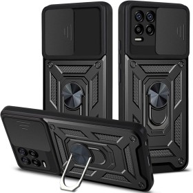 HAOYE Funda para Realme 8 Pro | Realme 8 4G, Shockproof Carcasa con Giratorio Anillo Kickstand y Cubierta Deslizante de la