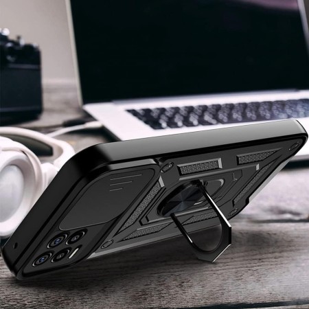 HAOYE Funda para Realme 8 Pro | Realme 8 4G, Shockproof Carcasa con Giratorio Anillo Kickstand y Cubierta Deslizante de la
