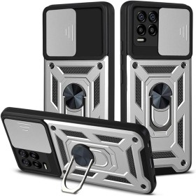 HAOYE Funda para Realme 8 Pro | Realme 8 4G, Shockproof Carcasa con Giratorio Anillo Kickstand y Cubierta Deslizante de la