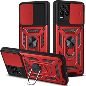 HAOYE Funda para Realme 8 Pro | Realme 8 4G, Shockproof Carcasa con Giratorio Anillo Kickstand y Cubierta Deslizante de la