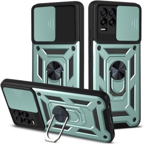 HAOYE Funda para Realme 8 Pro | Realme 8 4G, Shockproof Carcasa con Giratorio Anillo Kickstand y Cubierta Deslizante de la