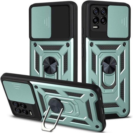 HAOYE Funda para Realme 8 Pro | Realme 8 4G, Shockproof Carcasa con Giratorio Anillo Kickstand y Cubierta Deslizante de la