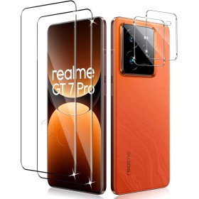 Liilaa Protector de Pantalla para Realme GT7 Pro 5G, 2 Piezas Cristal Templado y 2 Piezas Protector de Lente de Cámara, Anti