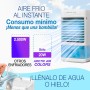 Enfriador Evaporativo Personal. Sin instalación. Oscilante. Bajo Consumo. 4 velocidades. 7 Colores Ambiente, Temporizador 12 h.