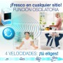Enfriador Evaporativo Personal. Sin instalación. Oscilante. Bajo Consumo. 4 velocidades. 7 Colores Ambiente, Temporizador 12 h.