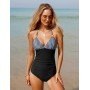 Vancavoo Mujer Traje de Baño de Una Pieza para Playa Cuello en V Bañador Natación Reductores Push Up Monokini Bañadores Cintura