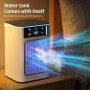 Aire Acondicionado Portatil mini 4 en 1 | Mini Enfriador de Aire USB con Humidificador, Luz LED, 3 Velocidades y Depósito de 900