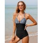 Vancavoo Mujer Traje de Baño de Una Pieza para Playa Cuello en V Bañador Natación Reductores Push Up Monokini Bañadores Cintura
