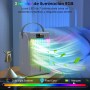 Aire acondicionado portátil, ventilador de 1700 ml, 4 vientos,2 Funciones de pulverización,7 LED de color,USB-C,Cronómetro