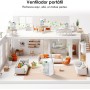 Aire acondicionado portátil, ventilador de 1700 ml, 4 vientos,2 Funciones de pulverización,7 LED de color,USB-C,Cronómetro