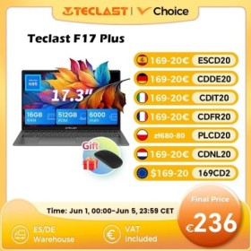 Teclast-ordenador portátil F17Plus de 17,3 pulgadas, Notebook con Wind